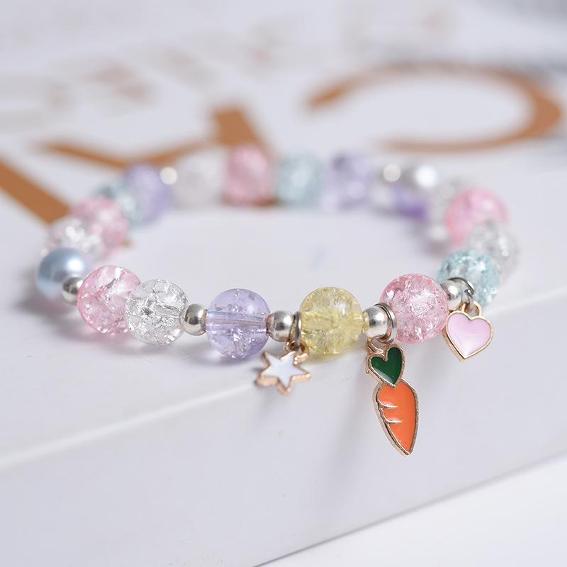 Korean Style Small Whale Popcorn Crystal Beaded Bracelet for Women and Students