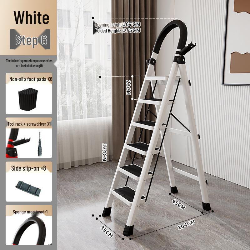 Red Multi-Functional Portable Indoor Folding Ladder: Lightweight, Thickened, Telescopic A-Frame - Ideal Housewarming Gift