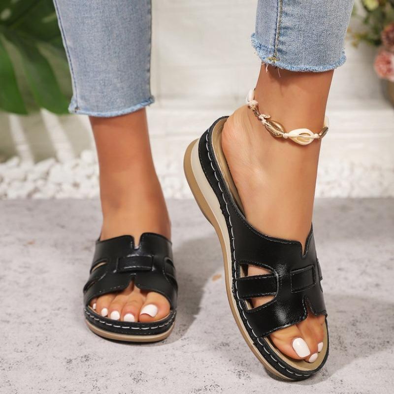 Fashion 2025 Summer Women Wedge Sandals Premium Orthopedic Open Toe Sandals Vintage Anti-Slip Leather Casual Female Platform Retro Shoes