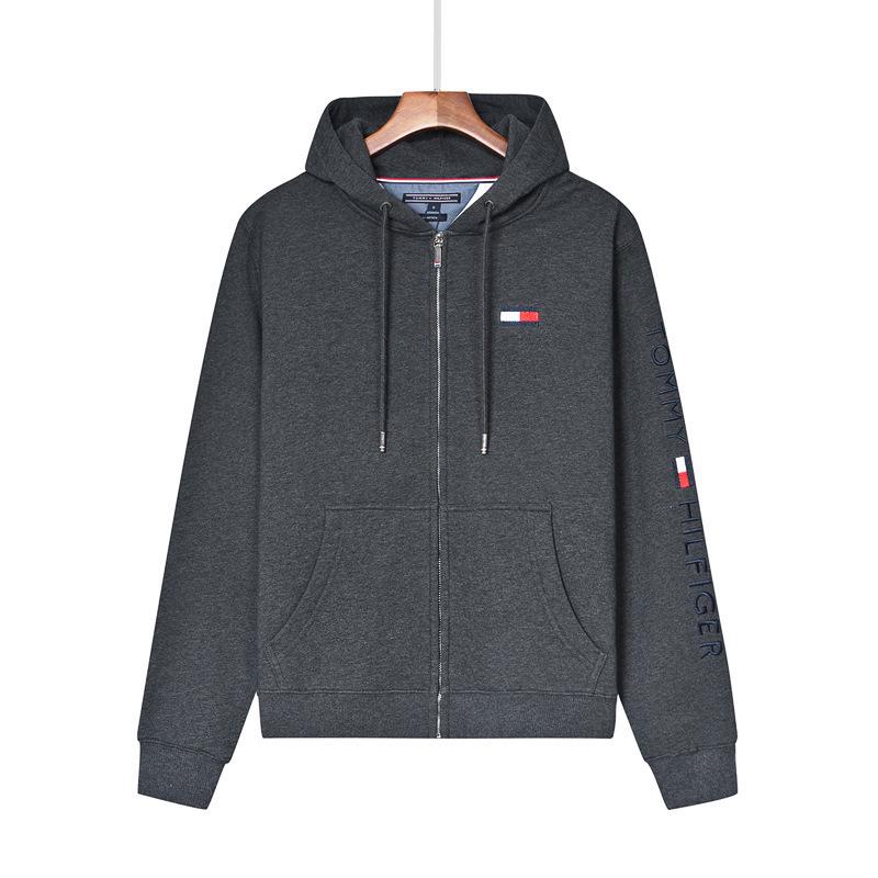Tommy Men's Long-Sleeve Jacket, Hooded Cardigan, Spring & Autumn Sweatshirt, Casual Base Layer