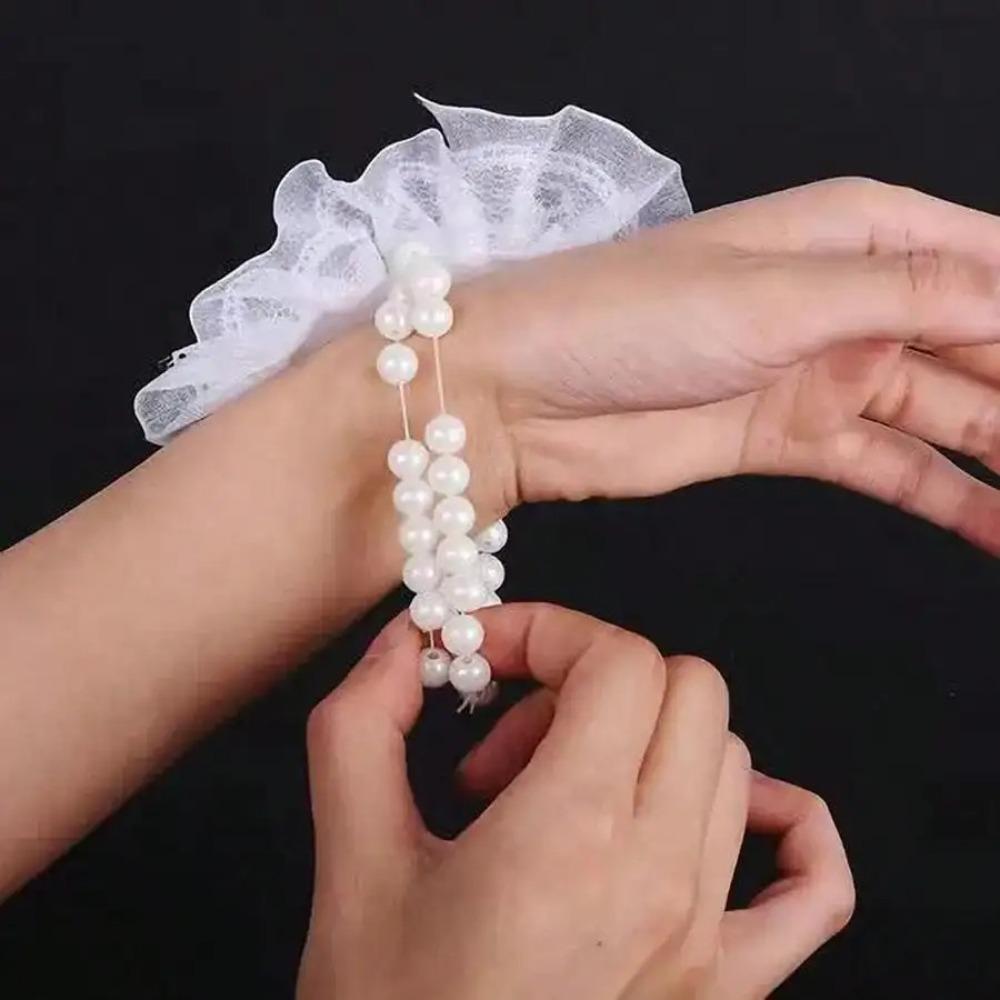 Elastic Pearl Wristband DIY Corsage Bands New Pearl Corsage Bracelet  Gift