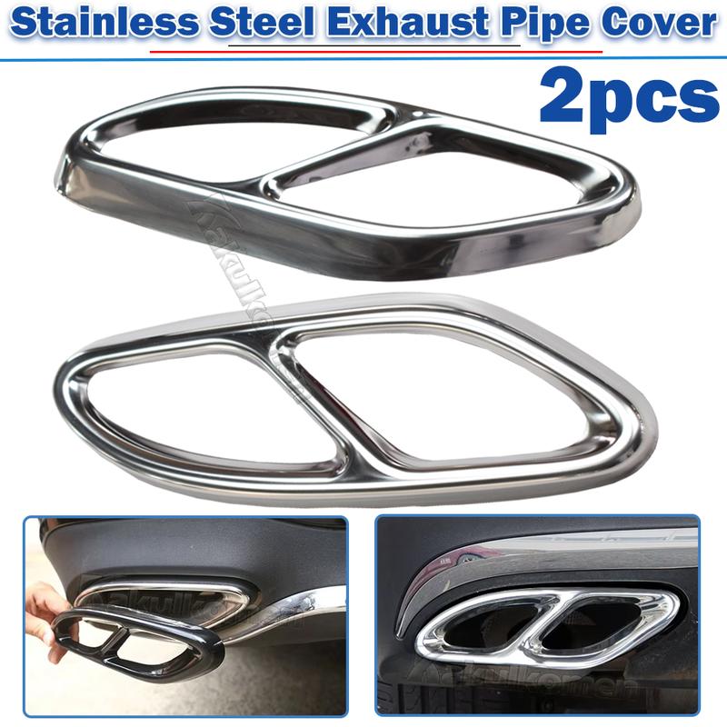 For Mercedes Benz A B C E GLC GLE Class W176 W246 W205 W213 AMG Car Styling Stainless Steel Exhaust Pipe Cover Trim