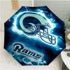 Los Angeles Rams Logo Print Automatic Umbrella, 8 Rib Iron Frame, Plastic Handle, Suitable for Outdoor Travel &Daily , Ideal Gift