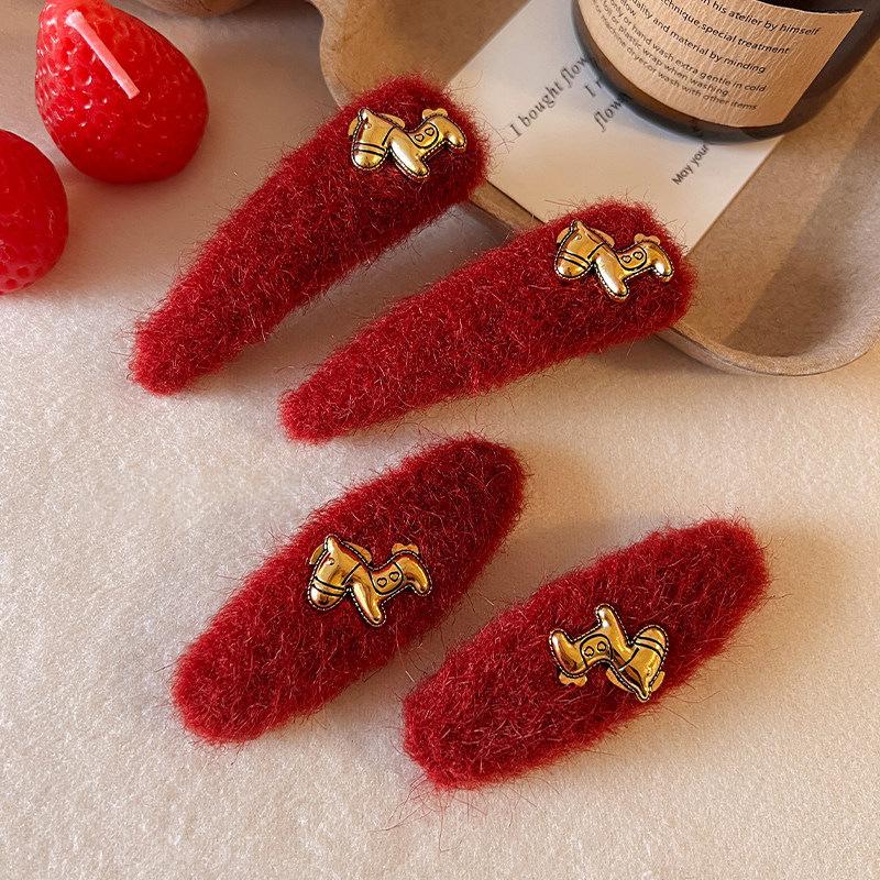 New Year's red atmosphere wool natal year pony hairpin exquisite BB clip versatile hair accessories woman