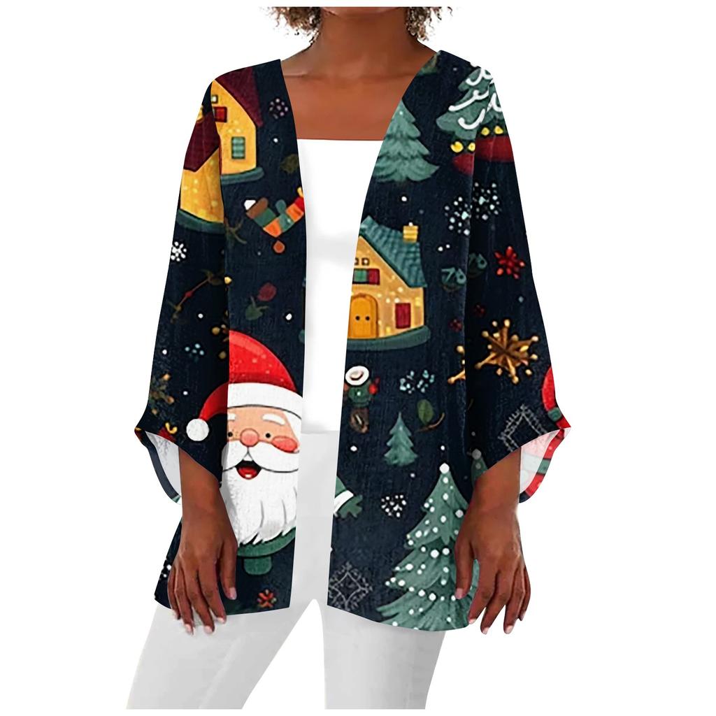 Damen Casual Fashion Caot Retro bedruckte leichte mittellange Jacken-Cardigan