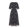 Sally Flower Chiffon Round Neck Long Dress_I6B-Cop031