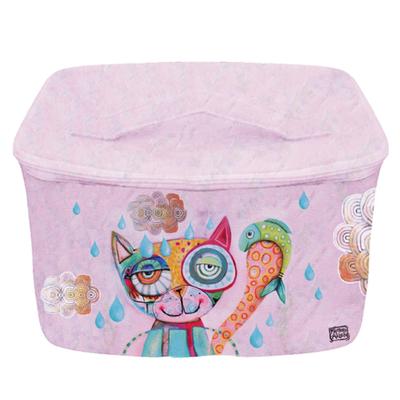 [R1955] - Multicolor Pink 'Allen Designs' Insulated Lunch Bag (cat) - 23x15. 5x13cm