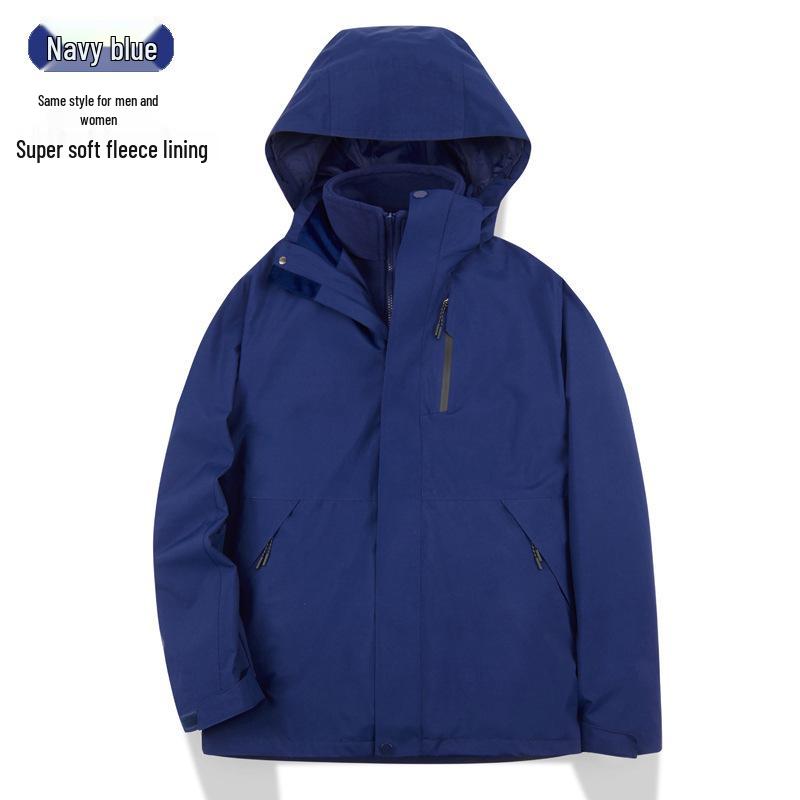 

Унисекс Ветрозащитная 3-в-1 Съемная Пуховая Куртка с Принтом Логотипа для Зимних Активностей на Открытом Воздухе XXL