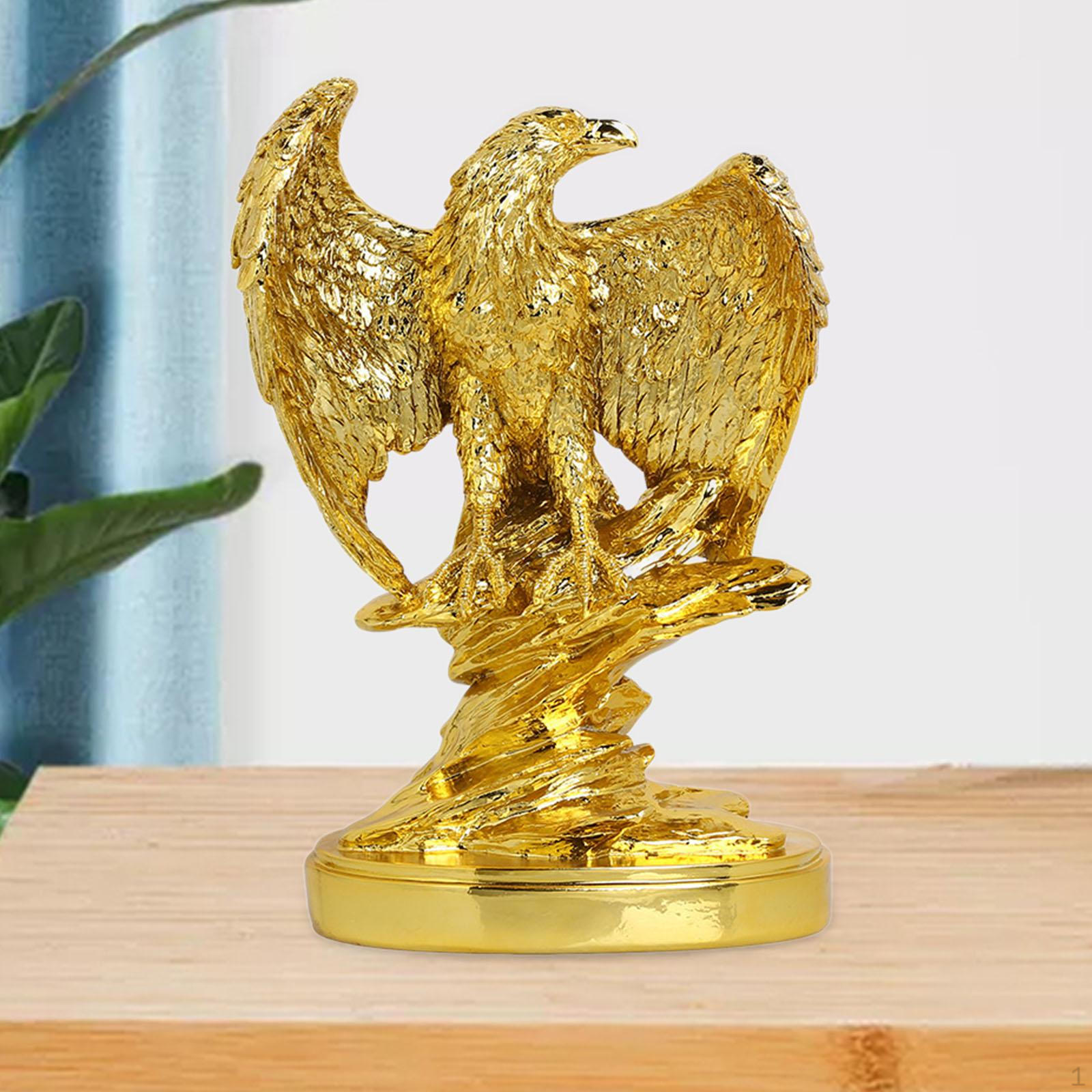 

Фигурка орла, скульптура животного, произведение искусства, статуя птицы, смола, домашний декор для столовой, офиса золотистый