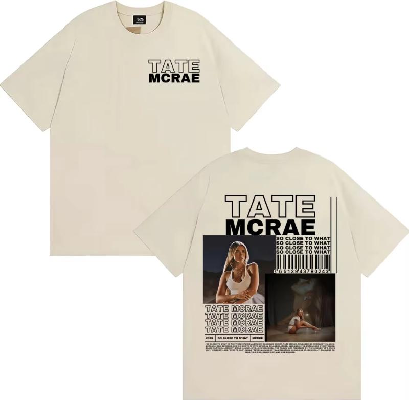 Tate Mcrae Album So Close To What 2025 Tour T-Shirt Unisex Unisex Mode Ästhetik Lässige T-Shirts Hohe Qualität Baumwolle T-Shirt