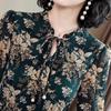 Women's Floral Chiffon Dress: Plus Size, Long Sleeve, Slimming Waist, Spring & Autumn Style