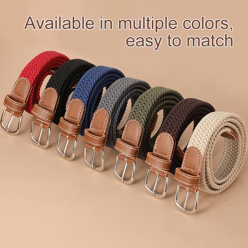 1Pc U Shape Buckle Elastic 100x2.5CM Unisex Belts Mens/Women Canvas Webbing Braided Imitation Leather