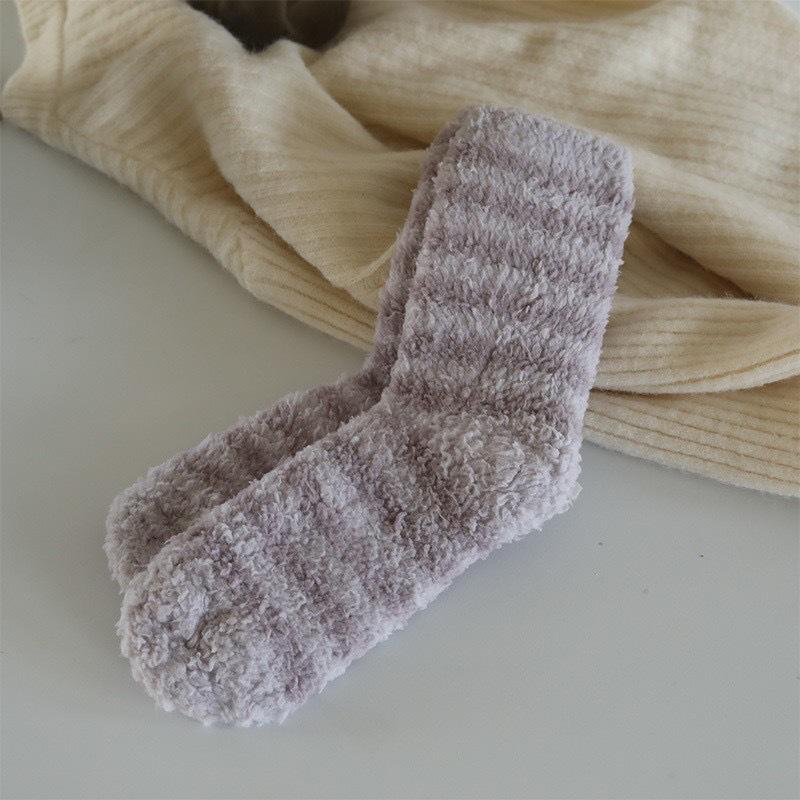 One-click Winter Thick Warm Mid-Calf Lamb Wool Sleep Socks for Women
