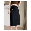 Plus Size Women's Clothing Chubby Girl Retro Hong Kong Style Work Clothing Amoi White Stretch Split Slim Looking Mid Length Long Length Denim Skirt