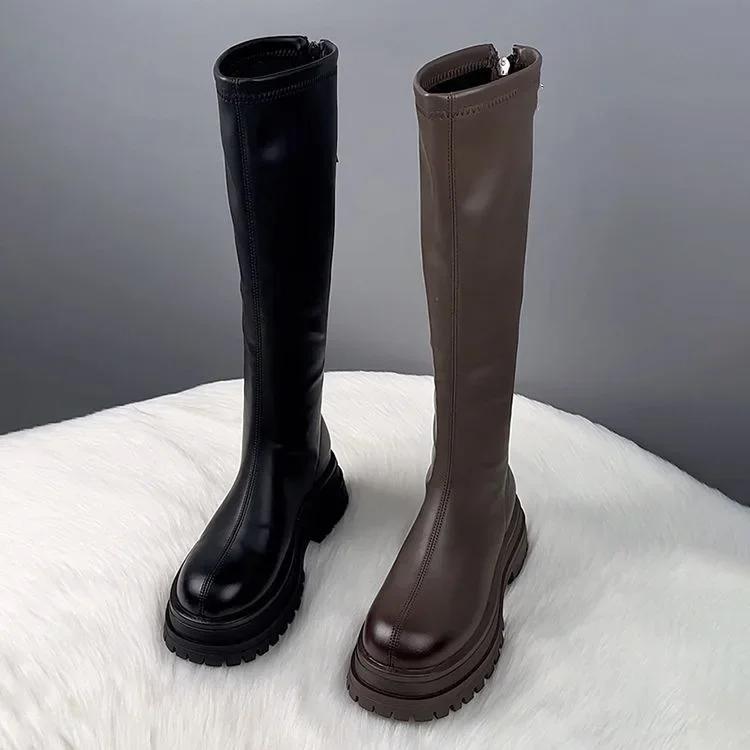 Black Boots for Women 2025 New Autumn and Winter Season Children's Korean Version Height Increasing British Style Thick Soled