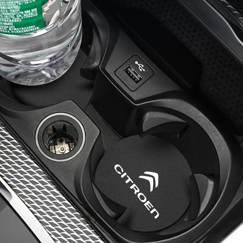 2PCS Citroen Emblem Badge Car Anti Slip Mat Coaster Water Cup Slot For Citroen C8 DS3 C6 C3 Vts C4 Saxo C4L C5 C2 C1 Xsara C3-XR