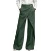 Weite Wickelhosen für Damen Hohe Taille Knopf Lockerer Schnitt Hose mit Taschen für Freizeit und Büro