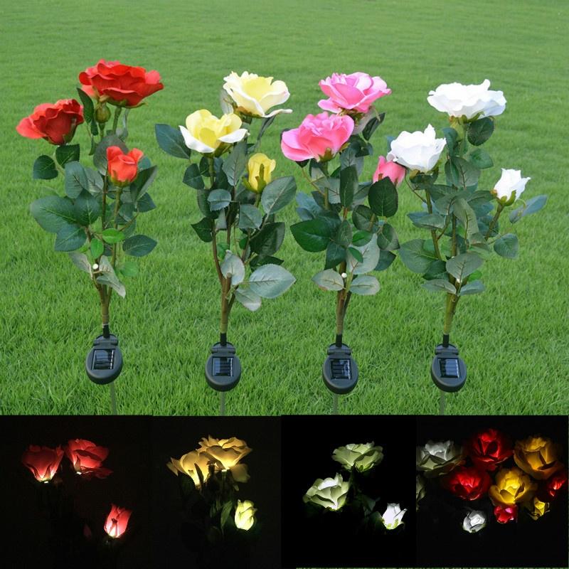 

Три солнечных розовых фонаря со светодиодной вставкой земли Имитация цветочного сада Декоративный декоративный