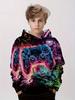 Abbigliamento per bambini Ragazzi Felpe con cappuccio Manica lunga Stampa 3D Gamepad Bambini Primavera Autunno Vestiti Casual All'aperto Elegante Ragazzo Ragazza Vestiti Top