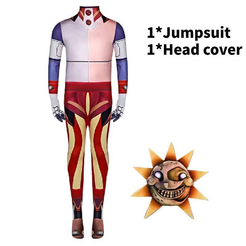 

Пять ночей с Фредди Security Breach Костюм Комбинезон для косплея Солнце Луна Подарок Sun,Adult 190