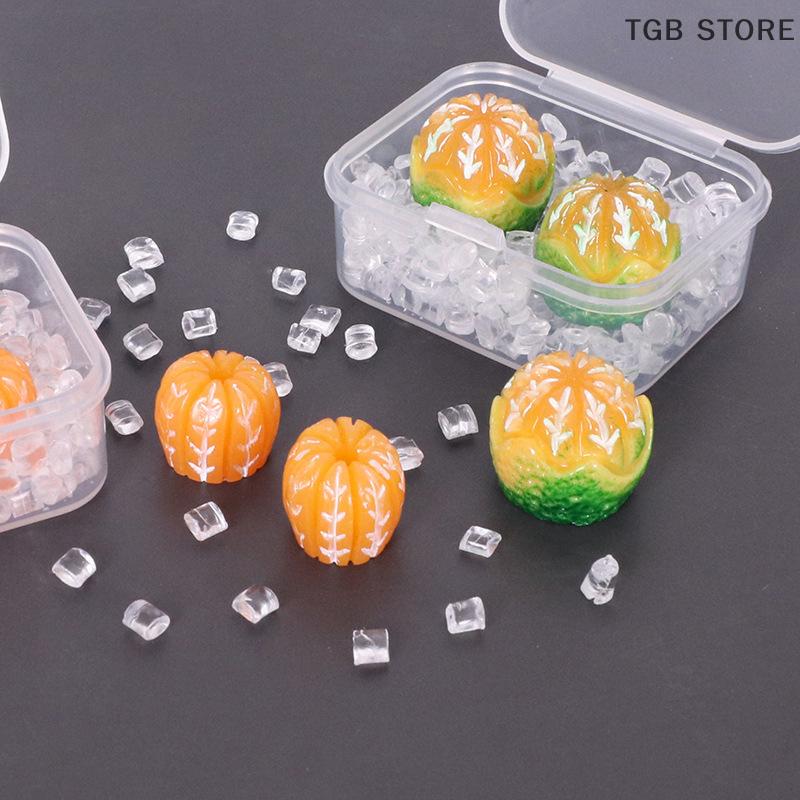 2Set Dollhouse Simulation Ice Orange Lunch Box Model Miniature Food Toys DIY Kitchen Scene Mini Ornaments Dollhouse Decoration