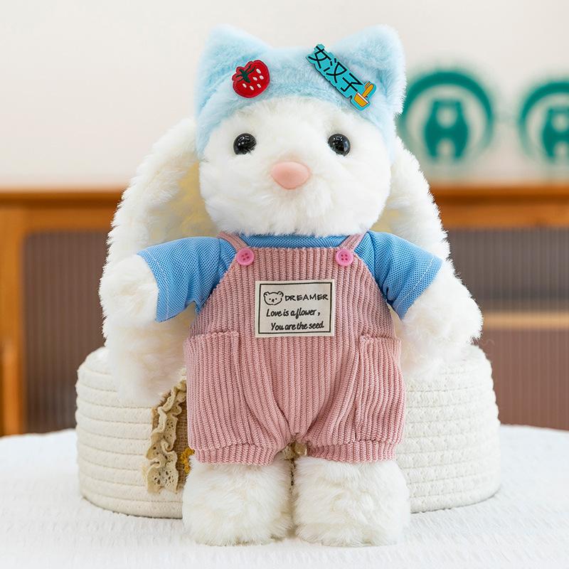New dress bunny plush toy cartoon overalls long-eared rabbit doll soothing doll
