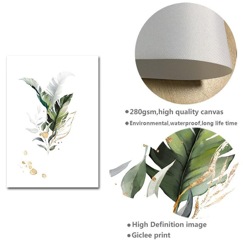 Watercolor Plant Canvas Poster Leaf Botanical Art Print Minimalist Painting Nordic Style Picture Modern Living Room Decoration