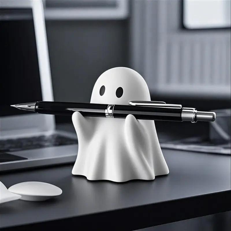 Funny Ghost Pen Holder Spooky Ghost Figurine Design Pencil Holder For Desk Organizer Accessory Gifts For Families Friends