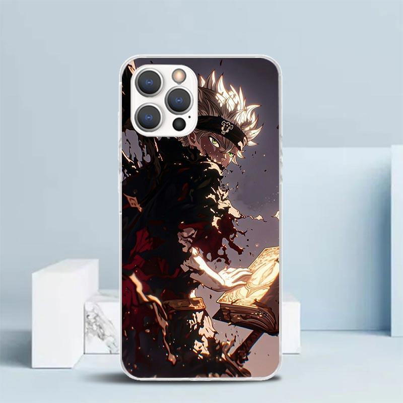 Black C-Clovers Anime Phone Case For IPhone 16 17 Air 16E 15 14 Plus 13 Mini 12 11 Pro Max 7 8 + SE 2020 Soft TPU Back Cover 16