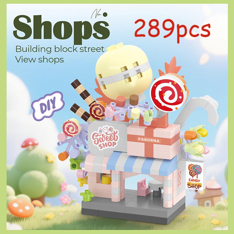 Mini Street View Kaffee Fotostudio Haustier Brot Dessert Blume Hamburger Kleine Läden Stadt Bausteine Für Kinder Spielzeug Geschenke