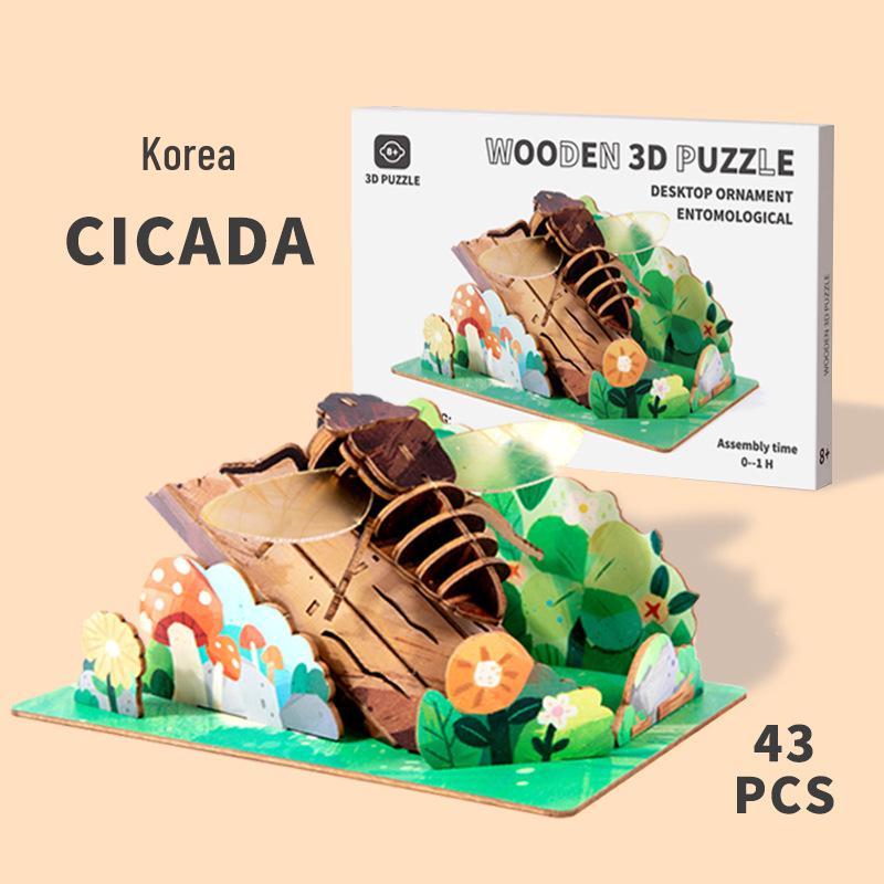 Children s 3D Wooden Insect Puzzle DIY Educational Craft Model