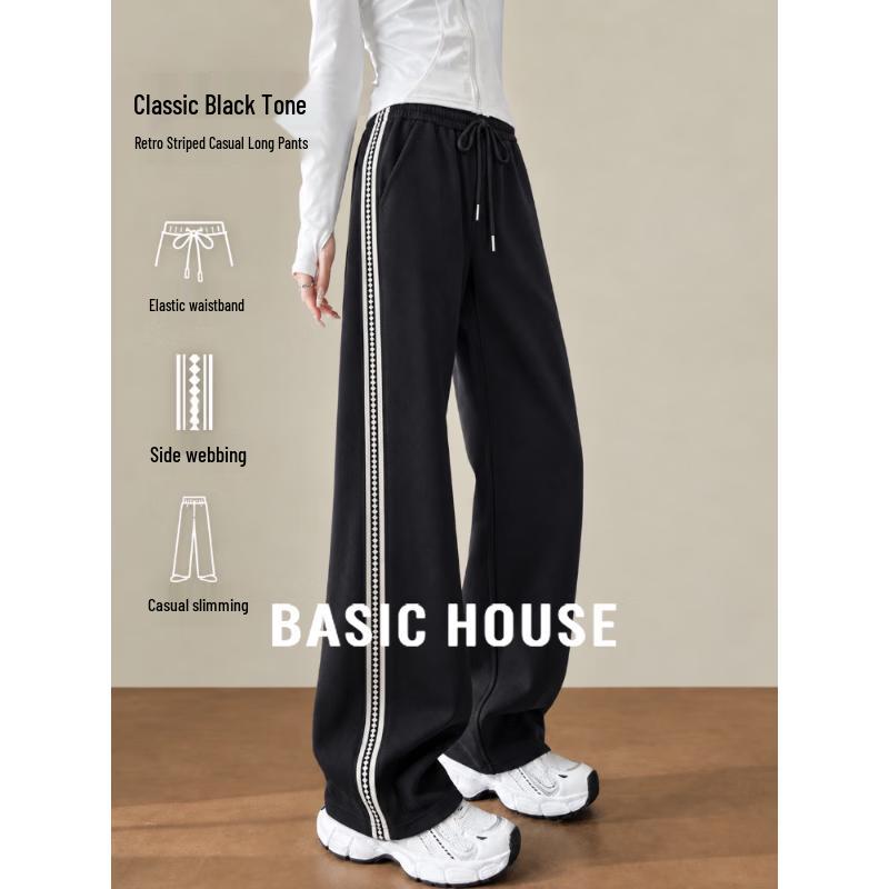 Basic House Women's High-Waisted Straight-Leg Casual Trousers