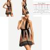 Sexy Deep Vneck Hanging Neck Short Skirt Womens Backless Beach Dress With Cotton Blend Fabric