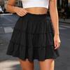 Women's High Waist Skirt with Built-in Shorts Color Ruffle Hem Casual Summer Skirt