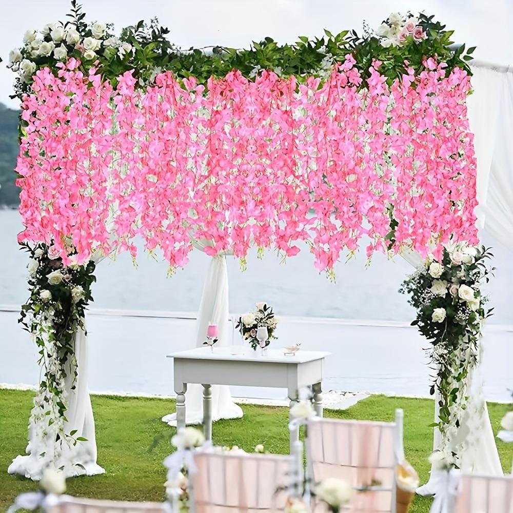 Hanging Artificial Flowers Rattan Large 10 Branches Simulation Wisteria Flowers Handmade Waterproof Fake Silk Flower Vine