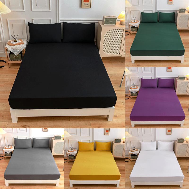 Solid Color Simple Sanded Bedspread Hat Pillowcase Set Single Double Sizes for Home Available for Cross-Border Amazon