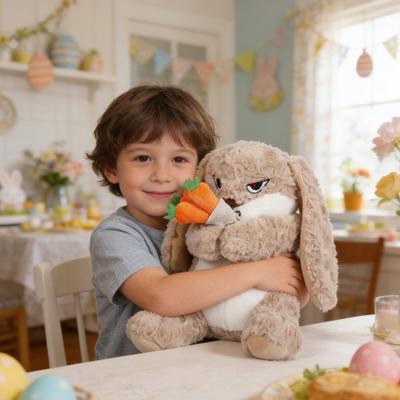 Easter Plush Bunny Toy Soft Stuffed Animal with Long Ears & Sweet Expression Safe PP Cotton Fill Cuddly Companion for Kids