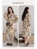 Women's Sweet Style Long Sleeve Mid-Length Cotton Nightgown for Autumn