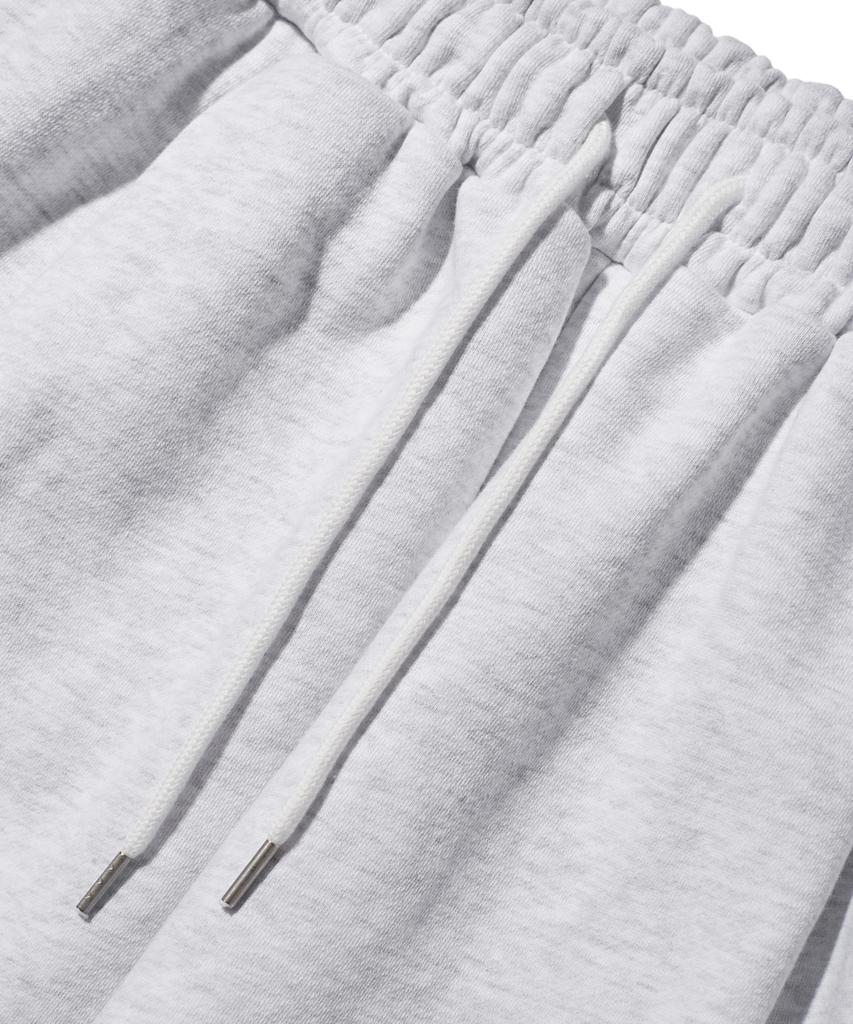Eseulisseutyudio Lettering Pocket Fleece-Lined Wide One-Pleat Sweatpants White Melange