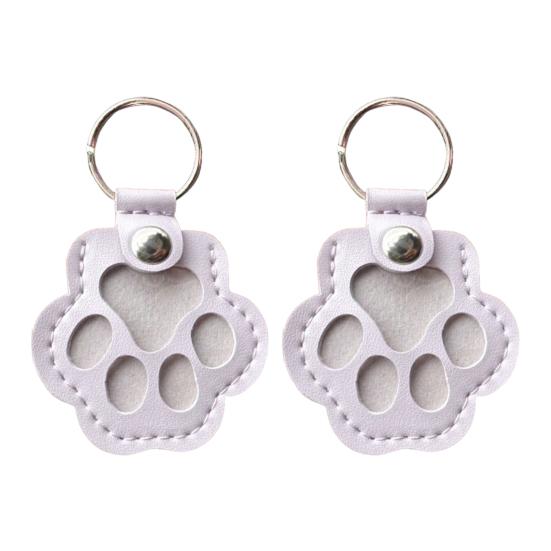 Faux Leather Pet Memorial Keychain Paw Shaped Keepsake Key Chain Easy to Use Pet Hair Storage Bag Key Holder