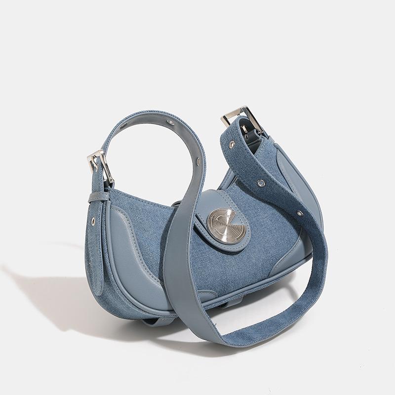 Unique design handbag, women's denim underarm bag, 2024 new versatile high-end shoulder and crossbody bag