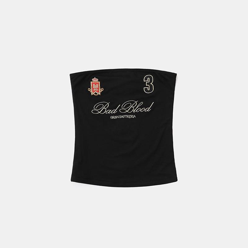 

Korean Badblood BCAC American Retro Strapless Sexy Embroidered Camisole for Women Small чёрный