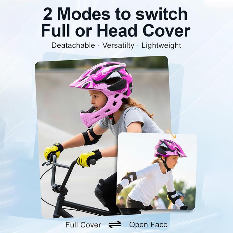 Kids Detachable Full Helmet,Sports Safety Bike Helmet Protective Gear