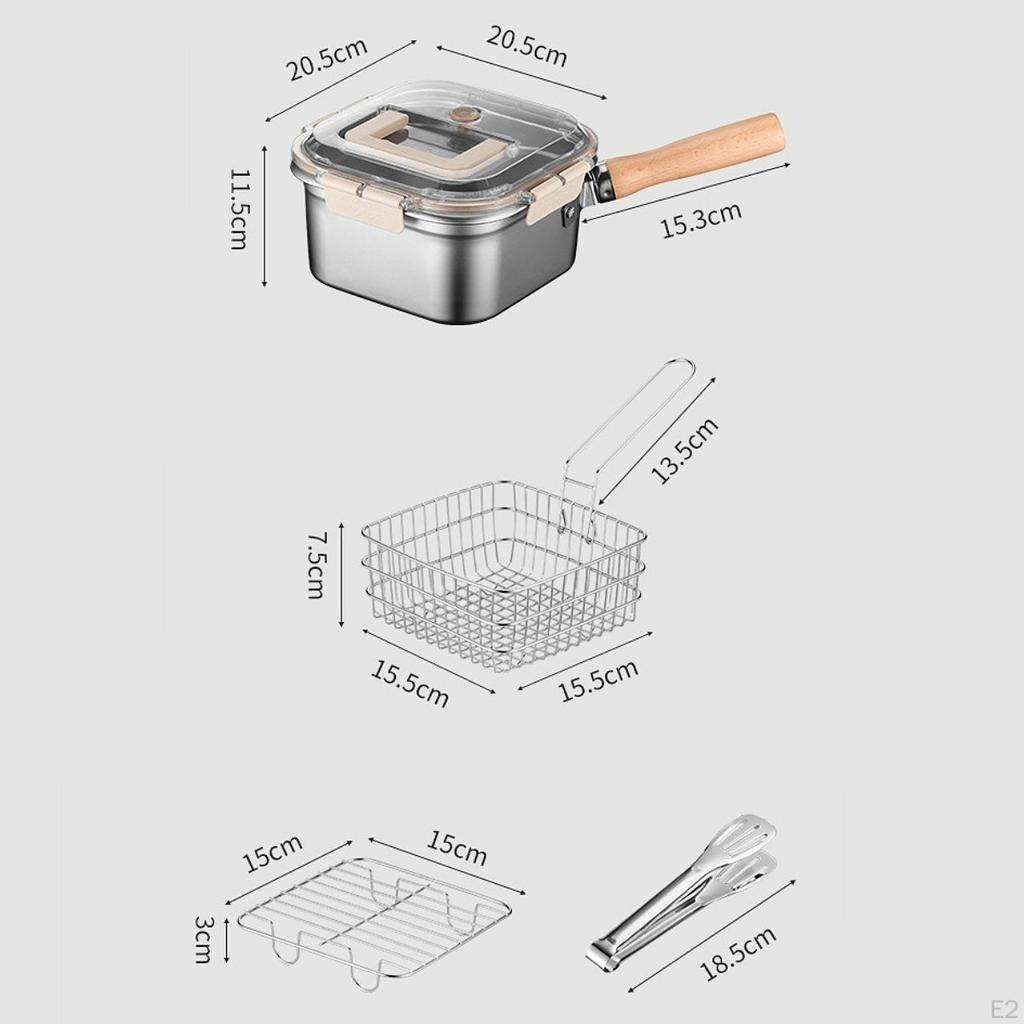 Deep Fry Basket Stainless Steel Steaming Rack Frying Serving with Handle for Kitchen Barbecue