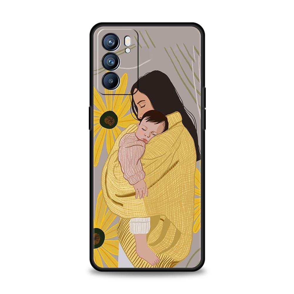 Baby Girl Mom Family Phone Case For Oppo Reno8 Reno7 Reno6 Pro A54 5G Find X6 X5 A53 A52 A9 A15 A95 A17 A16 A57 A31 Cover