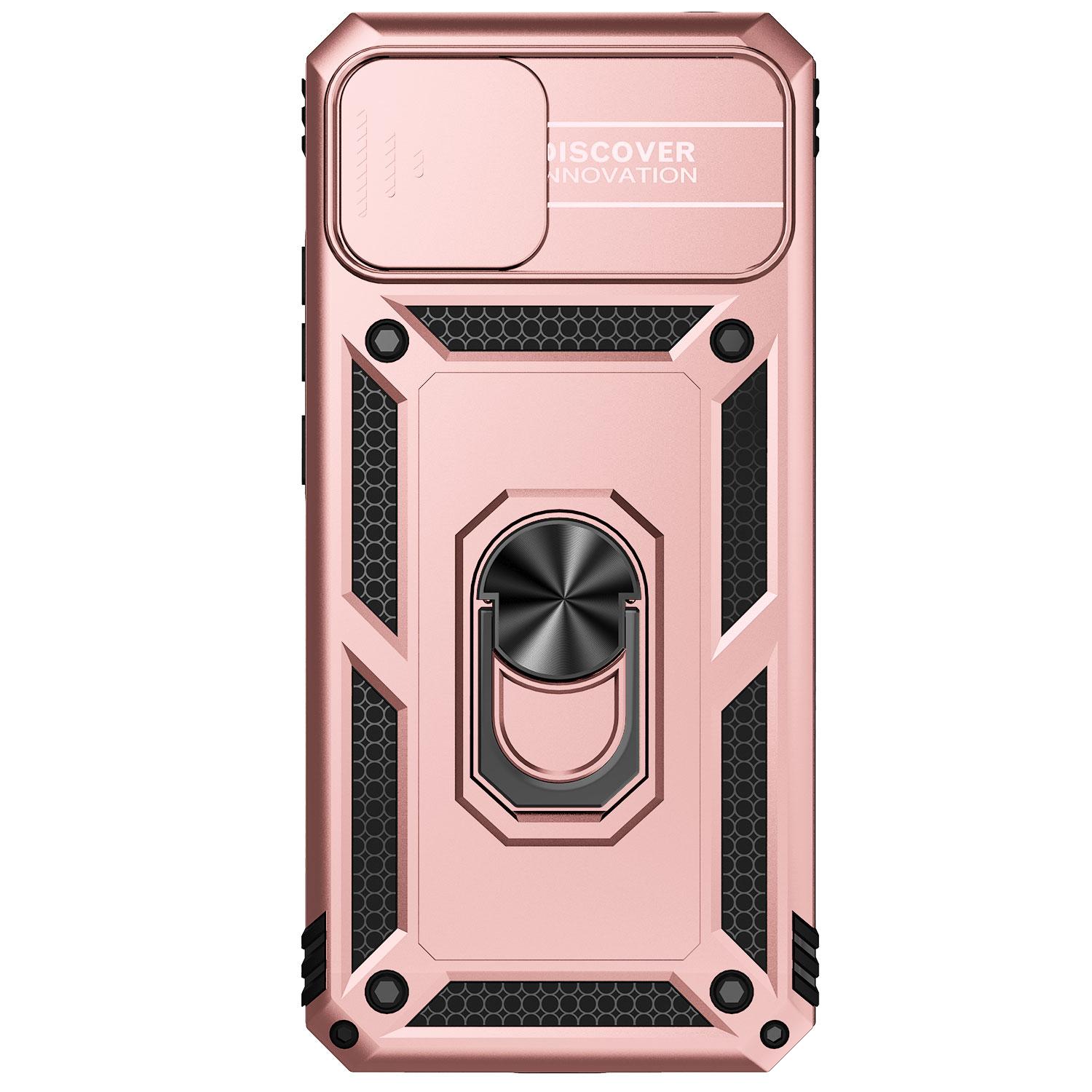 

Для Xiaomi Redmi 9A Бронированный чехол для телефона Защита объектива камеры Металлическое кольцо-подставка Противоударный чехол Redmi 9A розового золота
