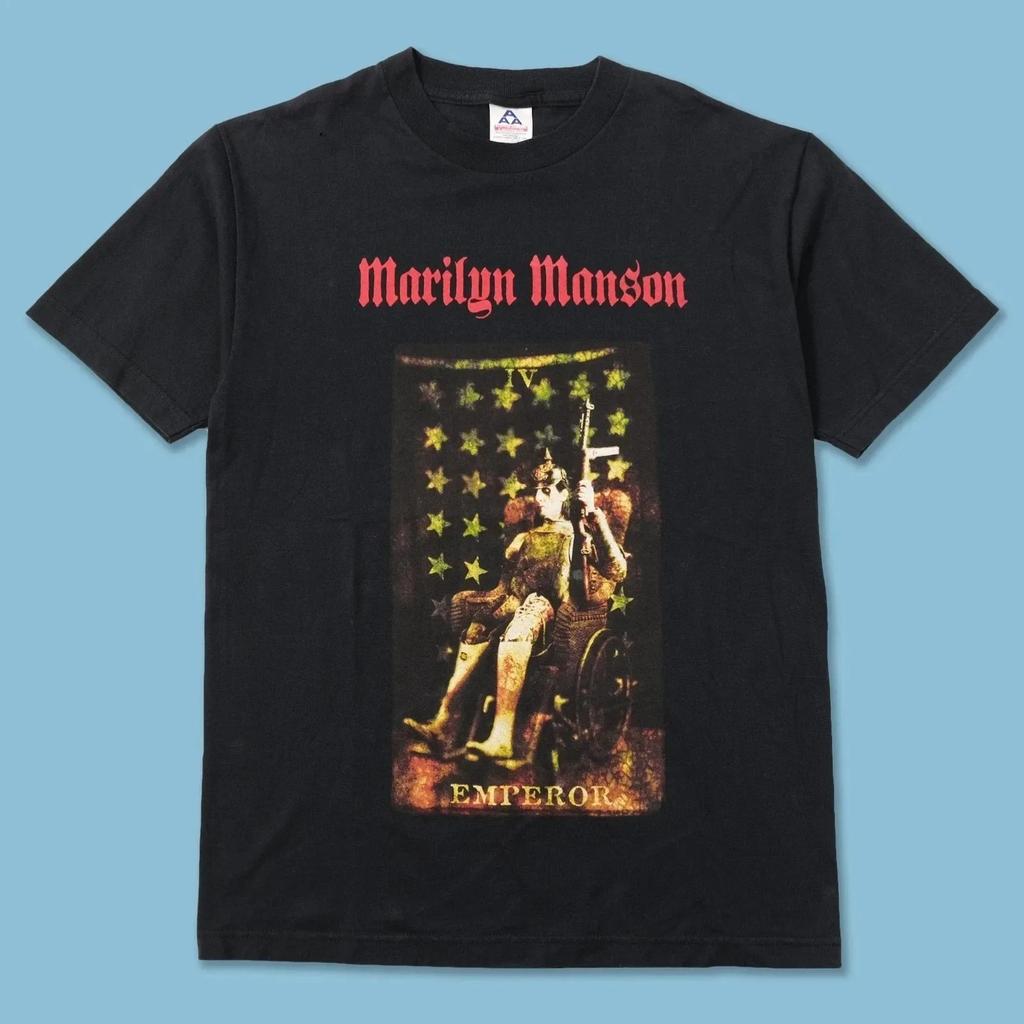Gothic Rock Marilyn Manson Fan Tees Vintage Death Hype T-shirts Men Women Oversized Y2k 90s Pure Cotton Streetwear Clothing Tops