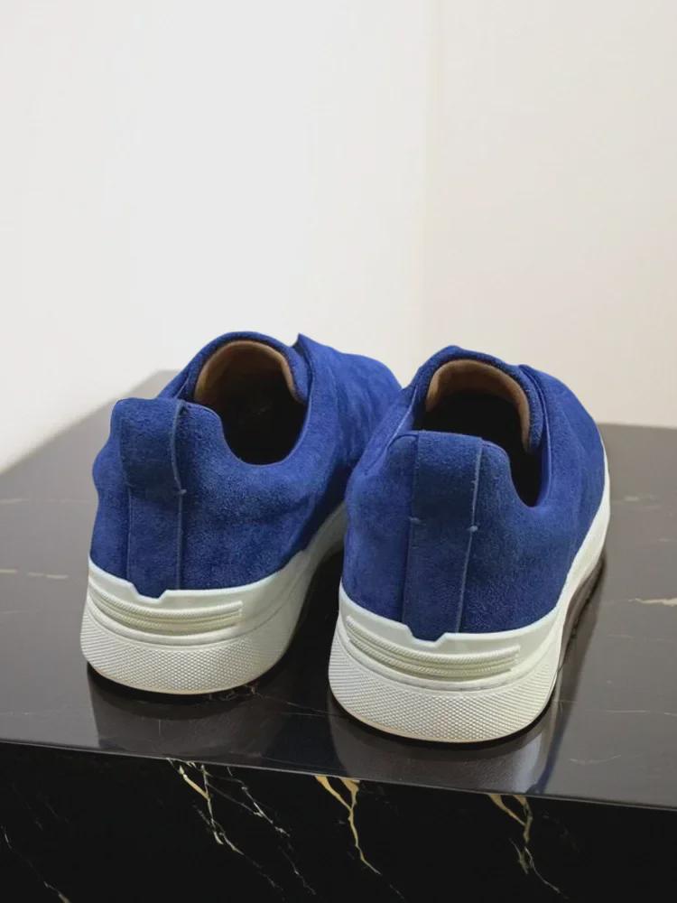 New Men's Black Leather Slip-On Summer Sneakers with Round Toe and Breathable, Lightweight Design.