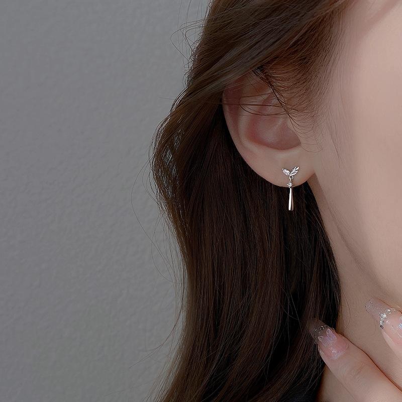 Sterling Silver Flower Drop Earrings For Women Niche Luxury Stylish Ear Jewelry
