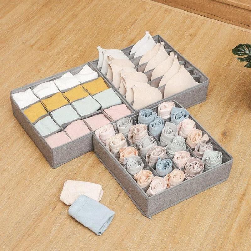 7/24 Grid Separated Compartment Sock Underwear Organizer Non-Woven Fabric Drawer Divider for Wardrobe Bedroom Home Storage